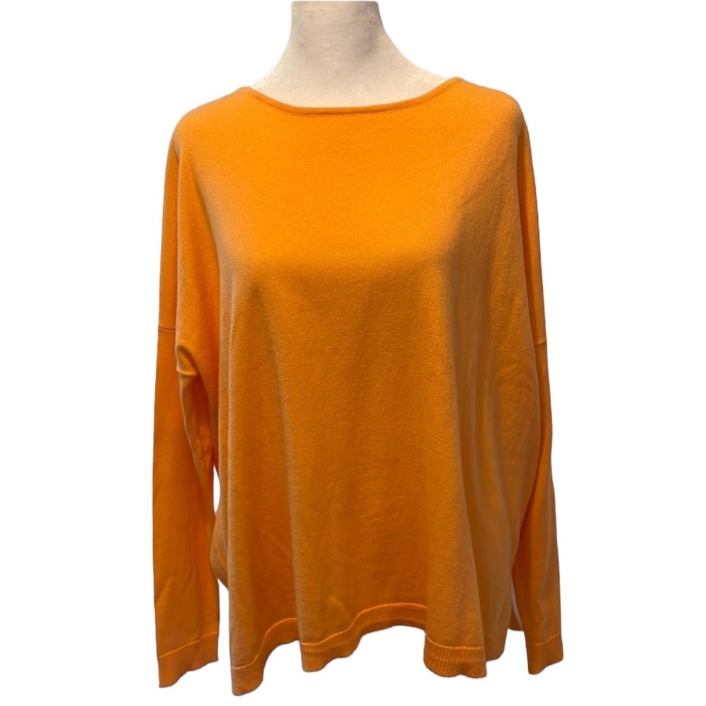 Lisa Todd scoopneck cotton/cashmere sweater in Papaya. Size M. NWT